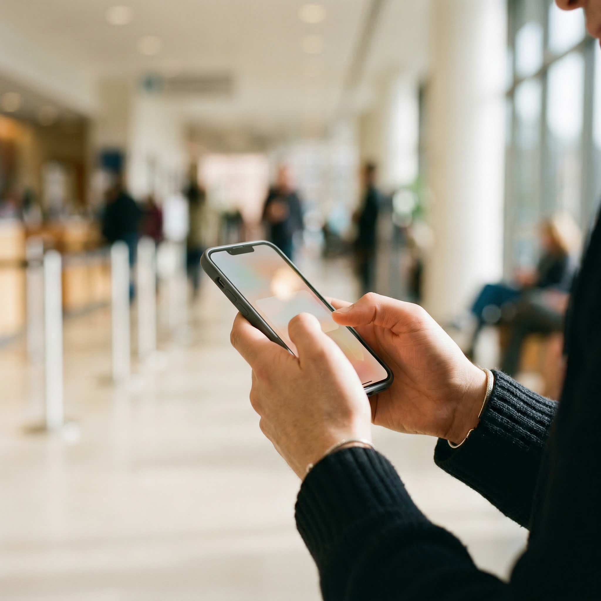 Customer joining a digital queue on their phone